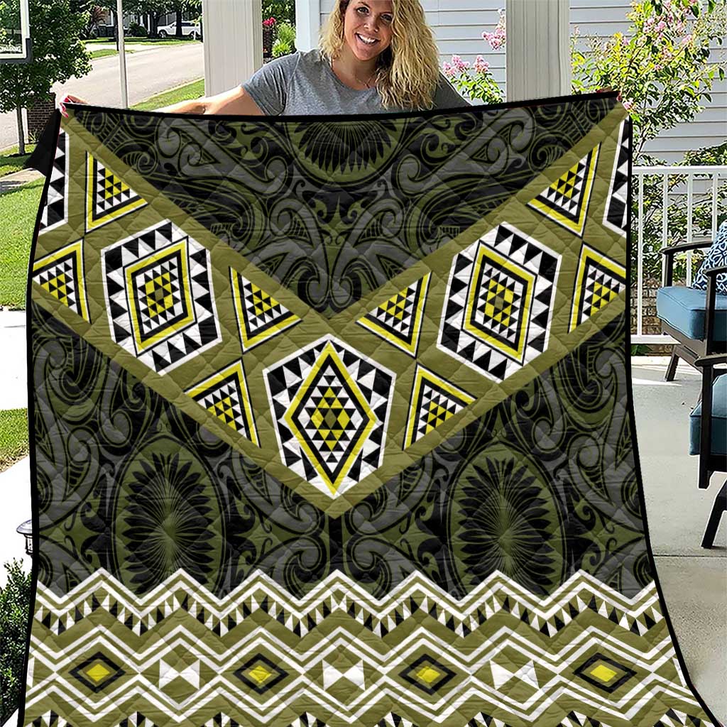 New Zealand Aotearoa Quilt Yellow Taniko Art Maori Pattern LT05 Yellow - Polynesian Pride