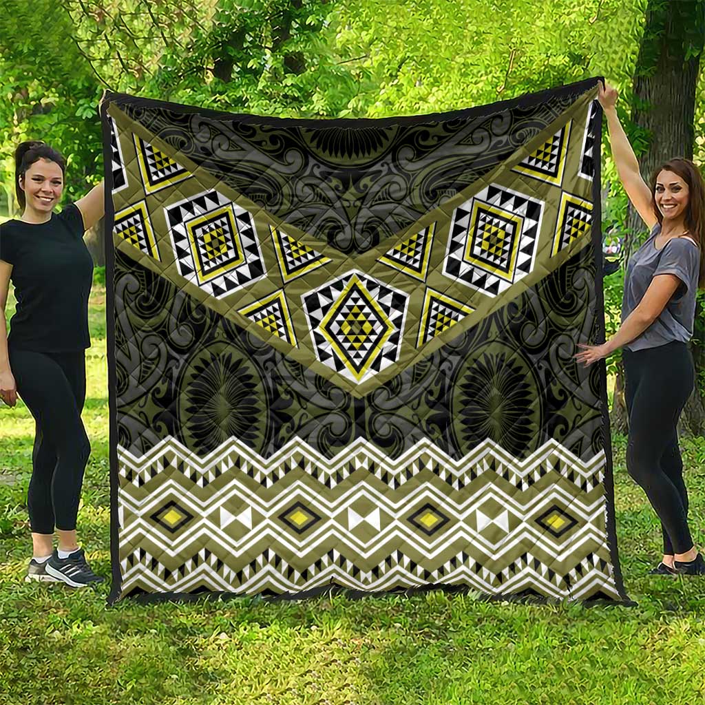 New Zealand Aotearoa Quilt Yellow Taniko Art Maori Pattern LT05 - Polynesian Pride