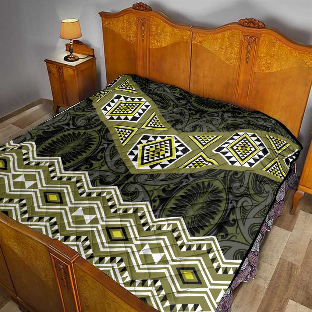 New Zealand Aotearoa Quilt Yellow Taniko Art Maori Pattern LT05 - Polynesian Pride