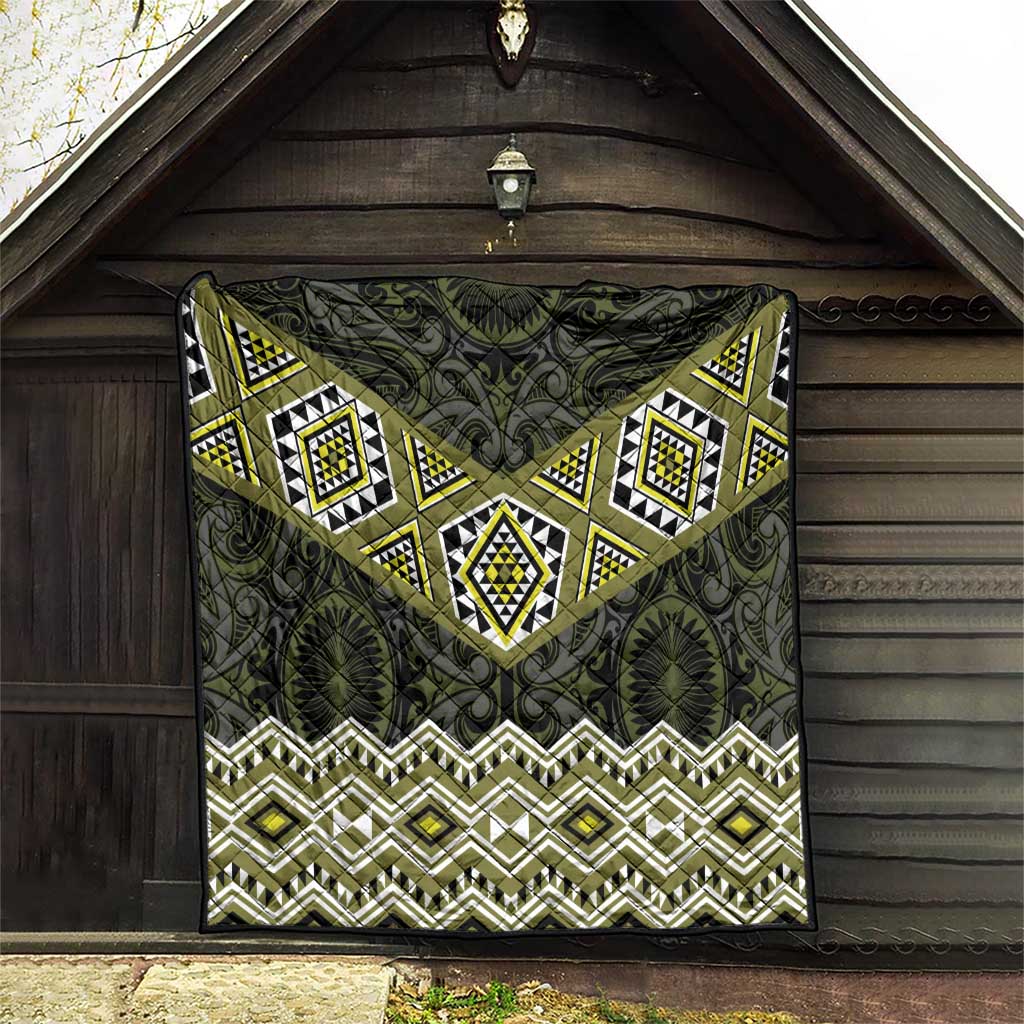 New Zealand Aotearoa Quilt Yellow Taniko Art Maori Pattern LT05 - Polynesian Pride