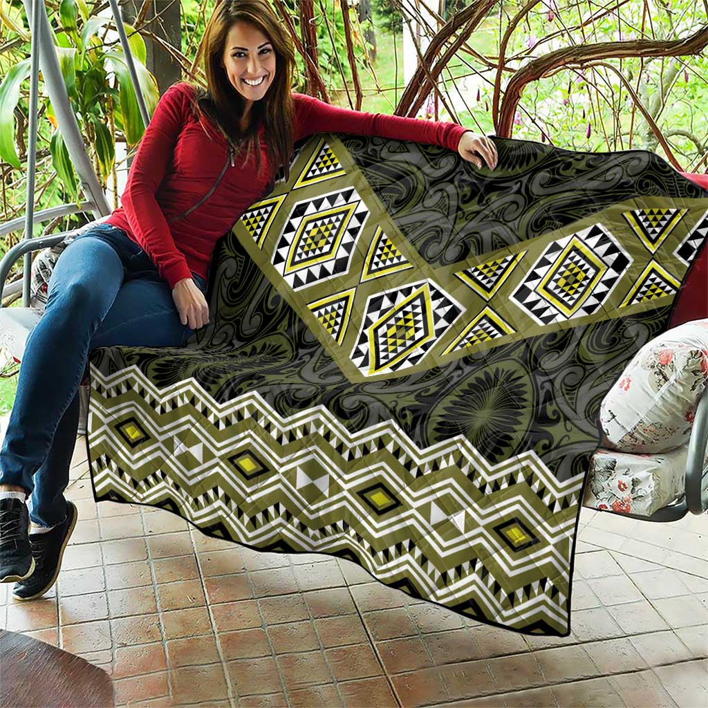 New Zealand Aotearoa Quilt Yellow Taniko Art Maori Pattern LT05 - Polynesian Pride
