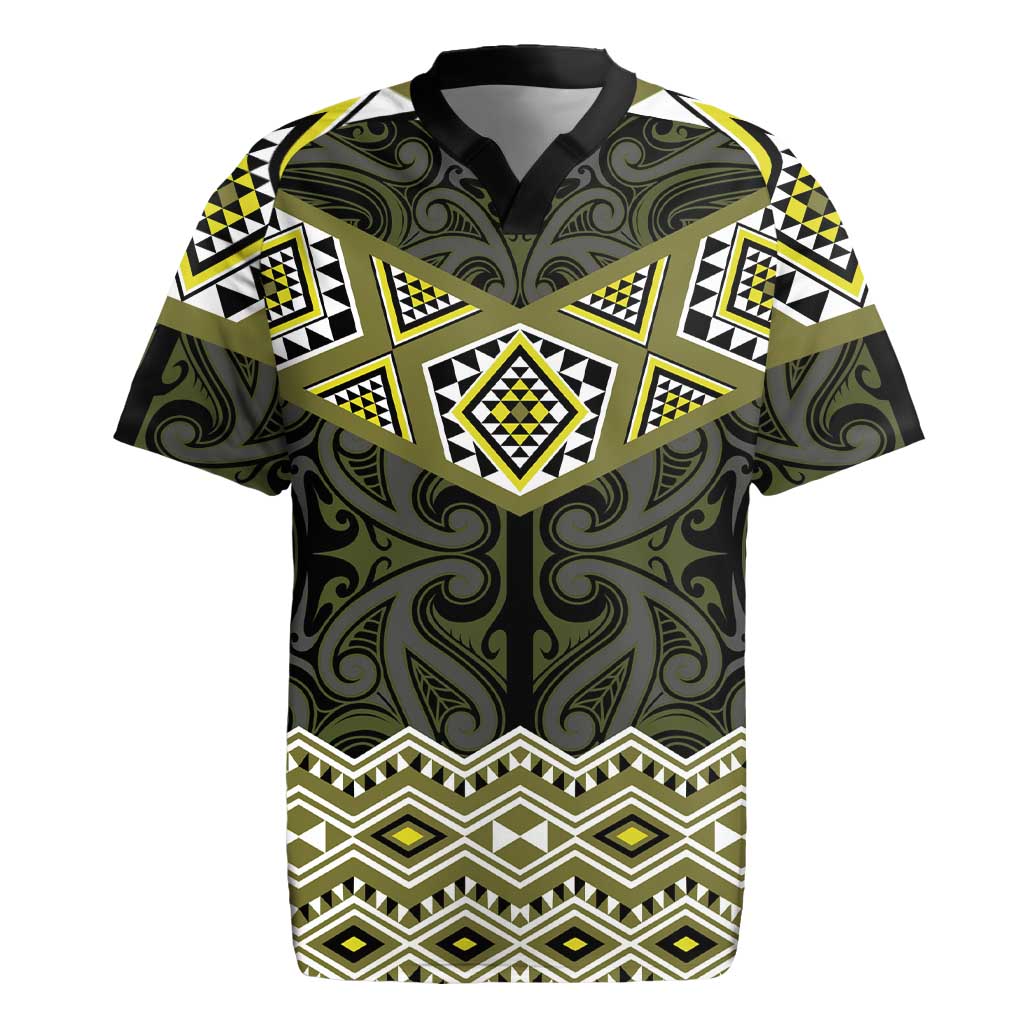 New Zealand Aotearoa Rugby Jersey Yellow Taniko Art Maori Pattern LT05 Yellow - Polynesian Pride