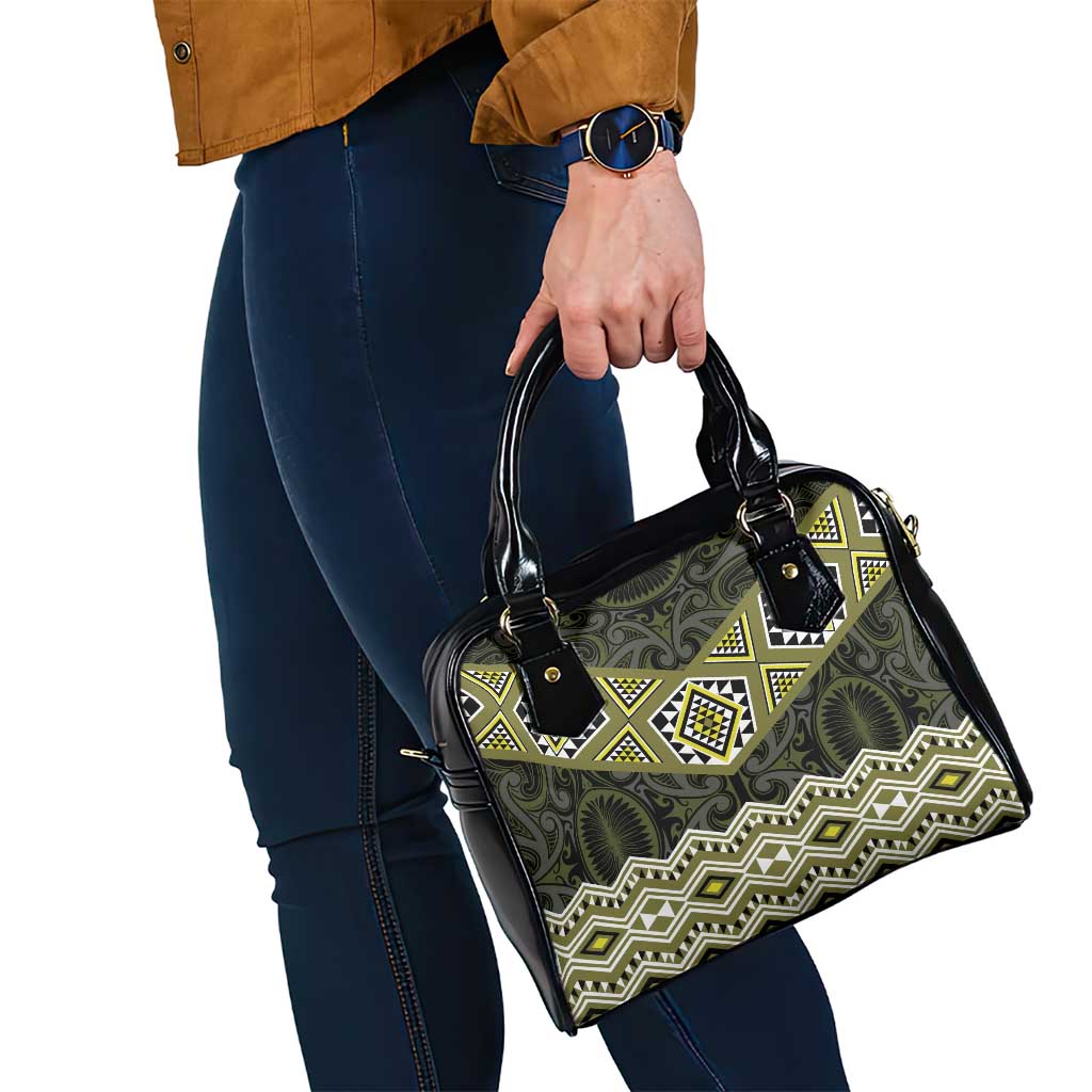 New Zealand Aotearoa Shoulder Handbag Yellow Taniko Art Maori Pattern LT05 - Polynesian Pride