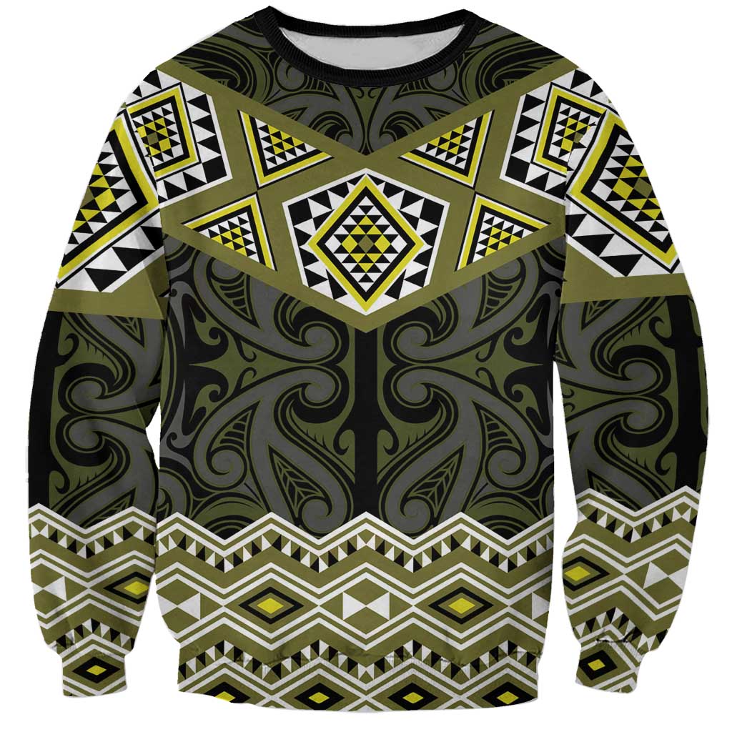 New Zealand Aotearoa Sweatshirt Yellow Taniko Art Maori Pattern LT05 Unisex Yellow - Polynesian Pride