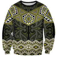 New Zealand Aotearoa Sweatshirt Yellow Taniko Art Maori Pattern LT05 Unisex Yellow - Polynesian Pride