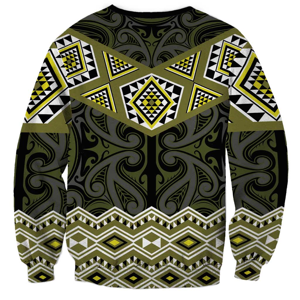 New Zealand Aotearoa Sweatshirt Yellow Taniko Art Maori Pattern LT05 - Polynesian Pride