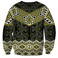 New Zealand Aotearoa Sweatshirt Yellow Taniko Art Maori Pattern LT05 - Polynesian Pride