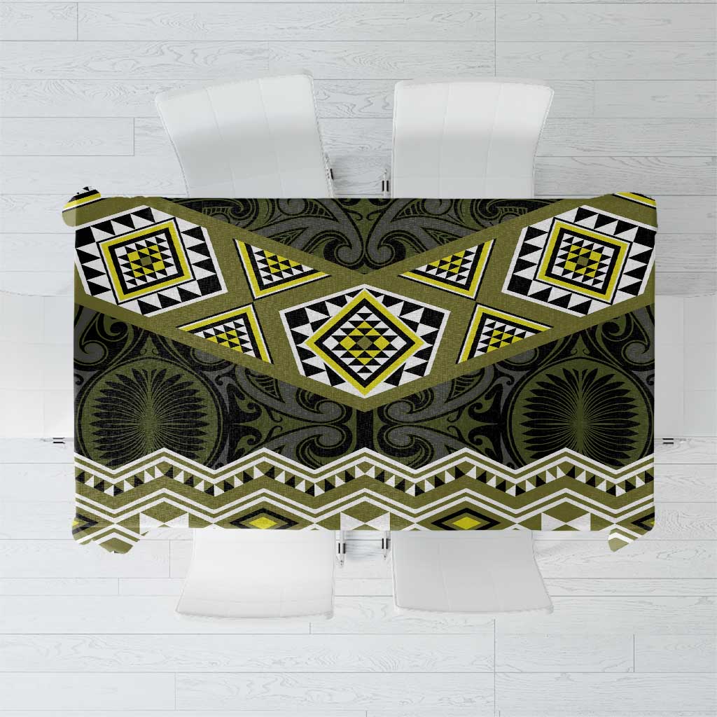 New Zealand Aotearoa Tablecloth Yellow Taniko Art Maori Pattern