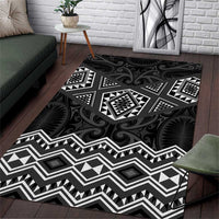 New Zealand Aotearoa Area Rug Black Taniko Art Maori Pattern LT05 Black - Polynesian Pride