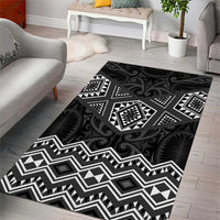 New Zealand Aotearoa Area Rug Black Taniko Art Maori Pattern LT05 - Polynesian Pride
