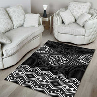 New Zealand Aotearoa Area Rug Black Taniko Art Maori Pattern LT05 - Polynesian Pride