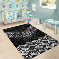 New Zealand Aotearoa Area Rug Black Taniko Art Maori Pattern LT05 - Polynesian Pride