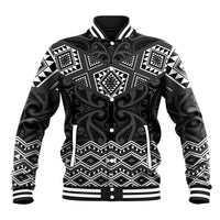 New Zealand Aotearoa Baseball Jacket Black Taniko Art Maori Pattern LT05 Unisex Black - Polynesian Pride