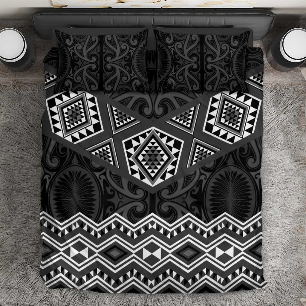 New Zealand Aotearoa Bedding Set Black Taniko Art Maori Pattern LT05 Black - Polynesian Pride