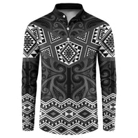 New Zealand Aotearoa Button Sweatshirt Black Taniko Art Maori Pattern LT05 Black - Polynesian Pride