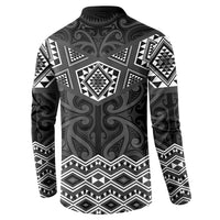 New Zealand Aotearoa Button Sweatshirt Black Taniko Art Maori Pattern LT05 - Polynesian Pride