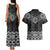 New Zealand Aotearoa Couples Matching Tank Maxi Dress and Hawaiian Shirt Black Taniko Art Maori Pattern