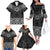 New Zealand Aotearoa Family Matching Off The Shoulder Long Sleeve Dress and Hawaiian Shirt Black Taniko Art Maori Pattern