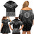 New Zealand Aotearoa Family Matching Off Shoulder Short Dress and Hawaiian Shirt Black Taniko Art Maori Pattern