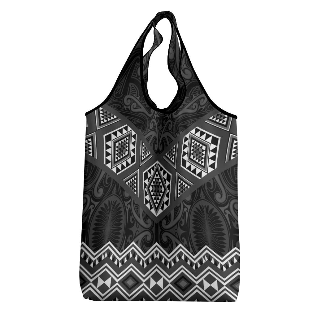New Zealand Aotearoa Grocery Bag Black Taniko Art Maori Pattern LT05 - Polynesian Pride