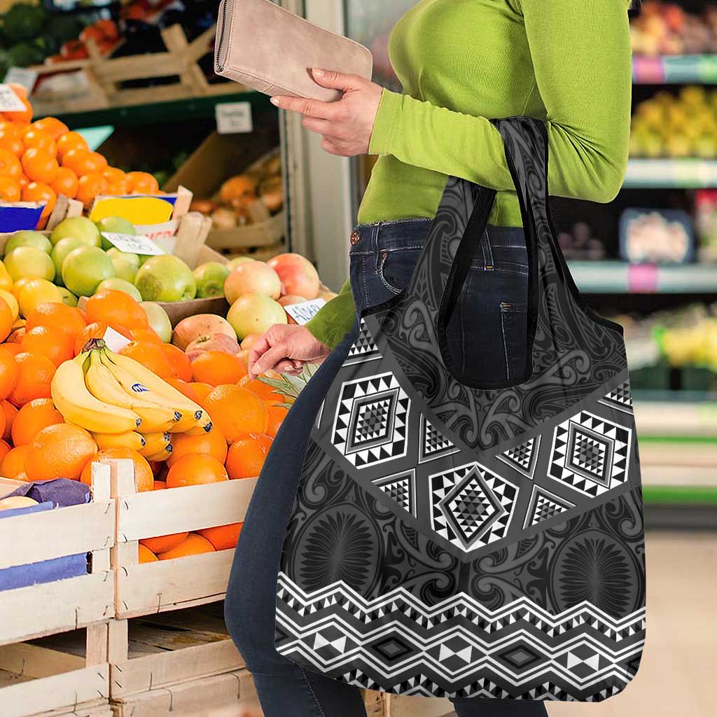 New Zealand Aotearoa Grocery Bag Black Taniko Art Maori Pattern LT05 - Polynesian Pride