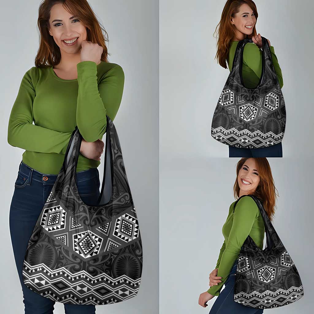 New Zealand Aotearoa Grocery Bag Black Taniko Art Maori Pattern LT05 - Polynesian Pride