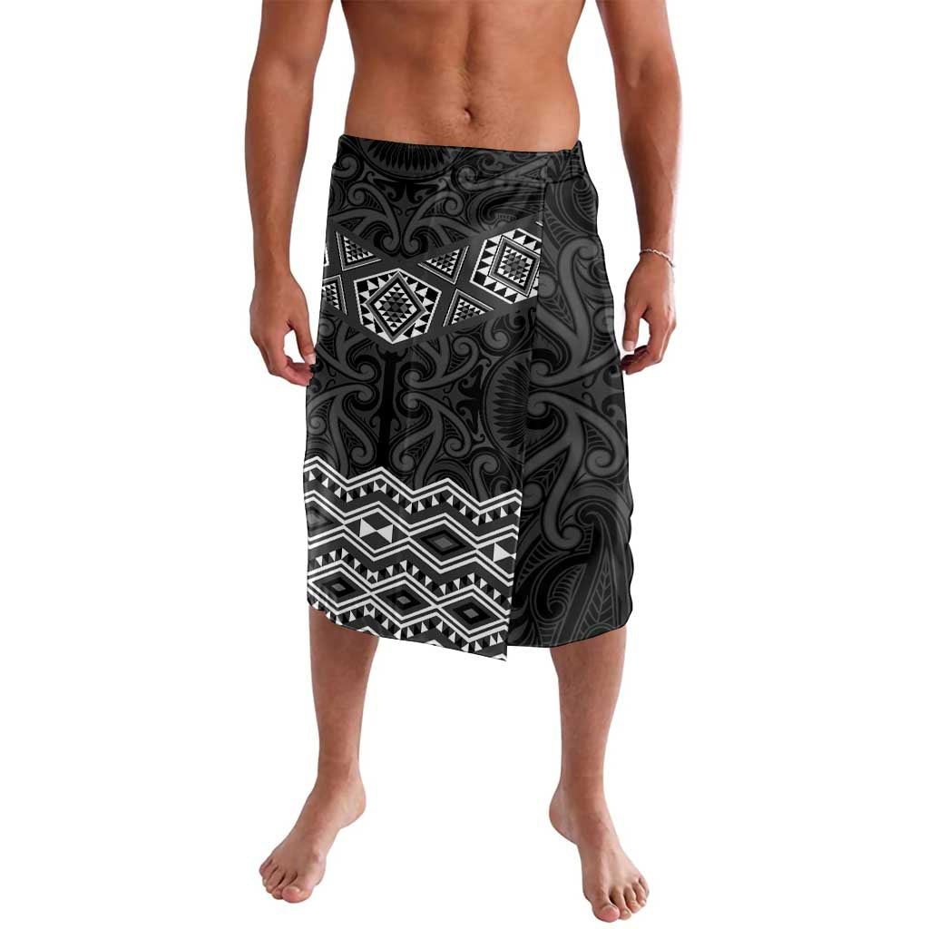 New Zealand Aotearoa Lavalava Black Taniko Art Maori Pattern LT05 Black - Polynesian Pride