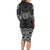 New Zealand Aotearoa Long Sleeve Bodycon Dress Black Taniko Art Maori Pattern