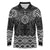 New Zealand Aotearoa Long Sleeve Polo Shirt Black Taniko Art Maori Pattern