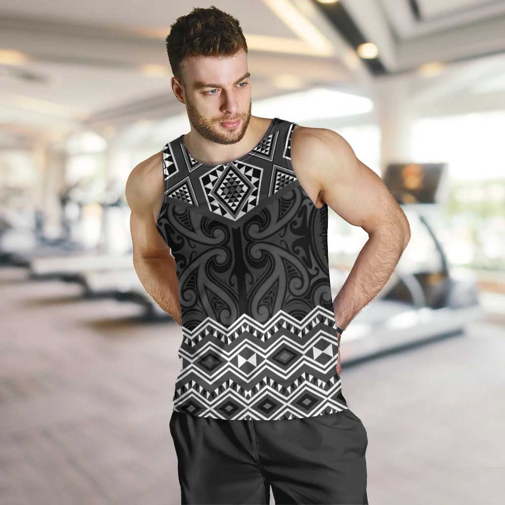 New Zealand Aotearoa Men Tank Top Black Taniko Art Maori Pattern LT05 Black - Polynesian Pride