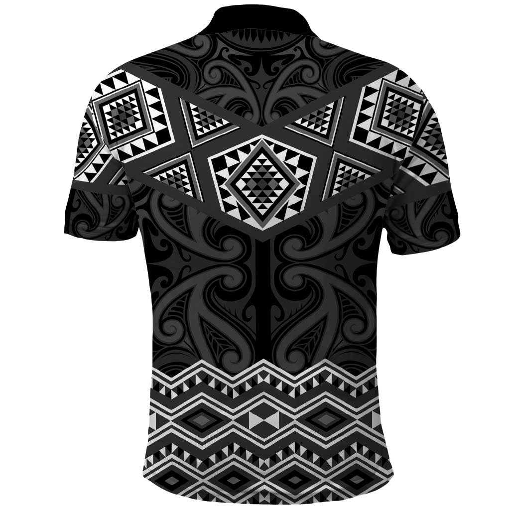 New Zealand Aotearoa Polo Shirt Black Taniko Art Maori Pattern LT05 - Polynesian Pride