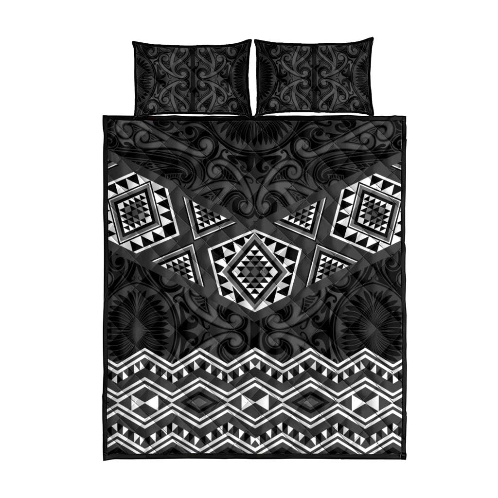 New Zealand Aotearoa Quilt Bed Set Black Taniko Art Maori Pattern LT05 - Polynesian Pride