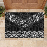 New Zealand Aotearoa Rubber Doormat Black Taniko Art Maori Pattern LT05 Black - Polynesian Pride