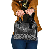 New Zealand Aotearoa Shoulder Handbag Black Taniko Art Maori Pattern LT05 One Size Black - Polynesian Pride
