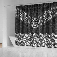 New Zealand Aotearoa Shower Curtain Black Taniko Art Maori Pattern LT05 - Polynesian Pride