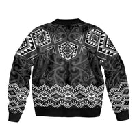 New Zealand Aotearoa Sleeve Zip Bomber Jacket Black Taniko Art Maori Pattern LT05 - Polynesian Pride