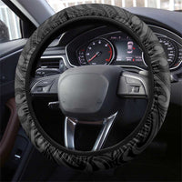 New Zealand Aotearoa Steering Wheel Cover Black Taniko Art Maori Pattern LT05 - Polynesian Pride