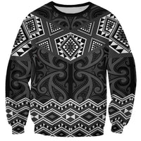 New Zealand Aotearoa Sweatshirt Black Taniko Art Maori Pattern LT05 Unisex Black - Polynesian Pride