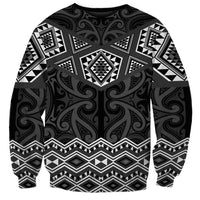 New Zealand Aotearoa Sweatshirt Black Taniko Art Maori Pattern LT05 - Polynesian Pride