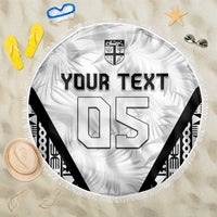 Custom Fiji 2026 Rugby Beach Blanket Fijian Tapa Pattern LT05 One Size 150cm White - Polynesian Pride