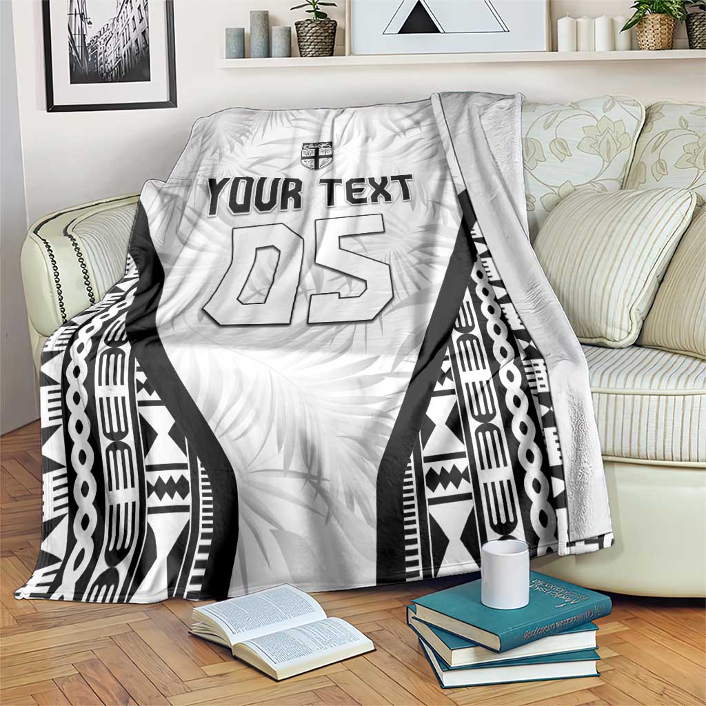 Custom Fiji 2026 Rugby Blanket Fijian Tapa Pattern LT05 White - Polynesian Pride