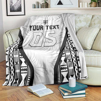 Custom Fiji 2026 Rugby Blanket Fijian Tapa Pattern LT05 White - Polynesian Pride