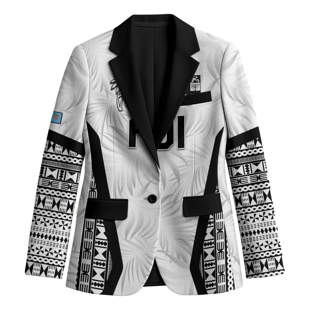 Custom Fiji 2026 Rugby Blazer Fijian Tapa Pattern LT05 Unisex White - Polynesian Pride