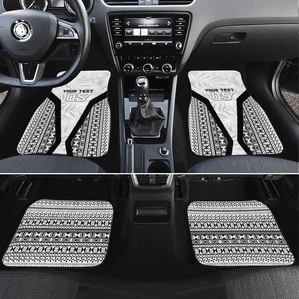 Custom Fiji 2026 Rugby Car Mats Fijian Tapa Pattern LT05 Set 4pcs White - Polynesian Pride