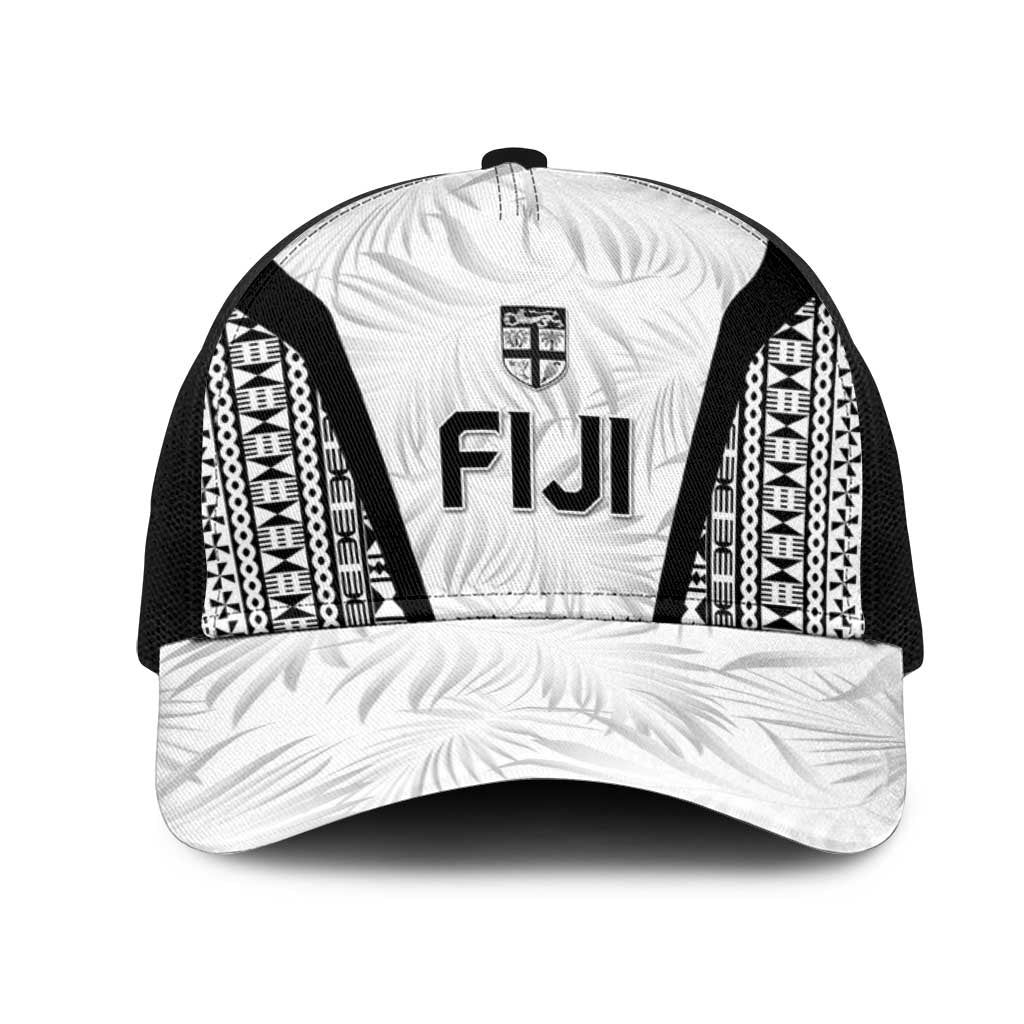 Fiji 2026 Rugby Mesh Trucker Cap Fijian Tapa Pattern LT05 One Size Black White - Polynesian Pride