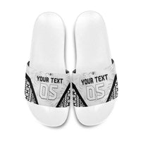 Custom Fiji 2026 Rugby Slide Sandals Fijian Tapa Pattern LT05 White - Polynesian Pride