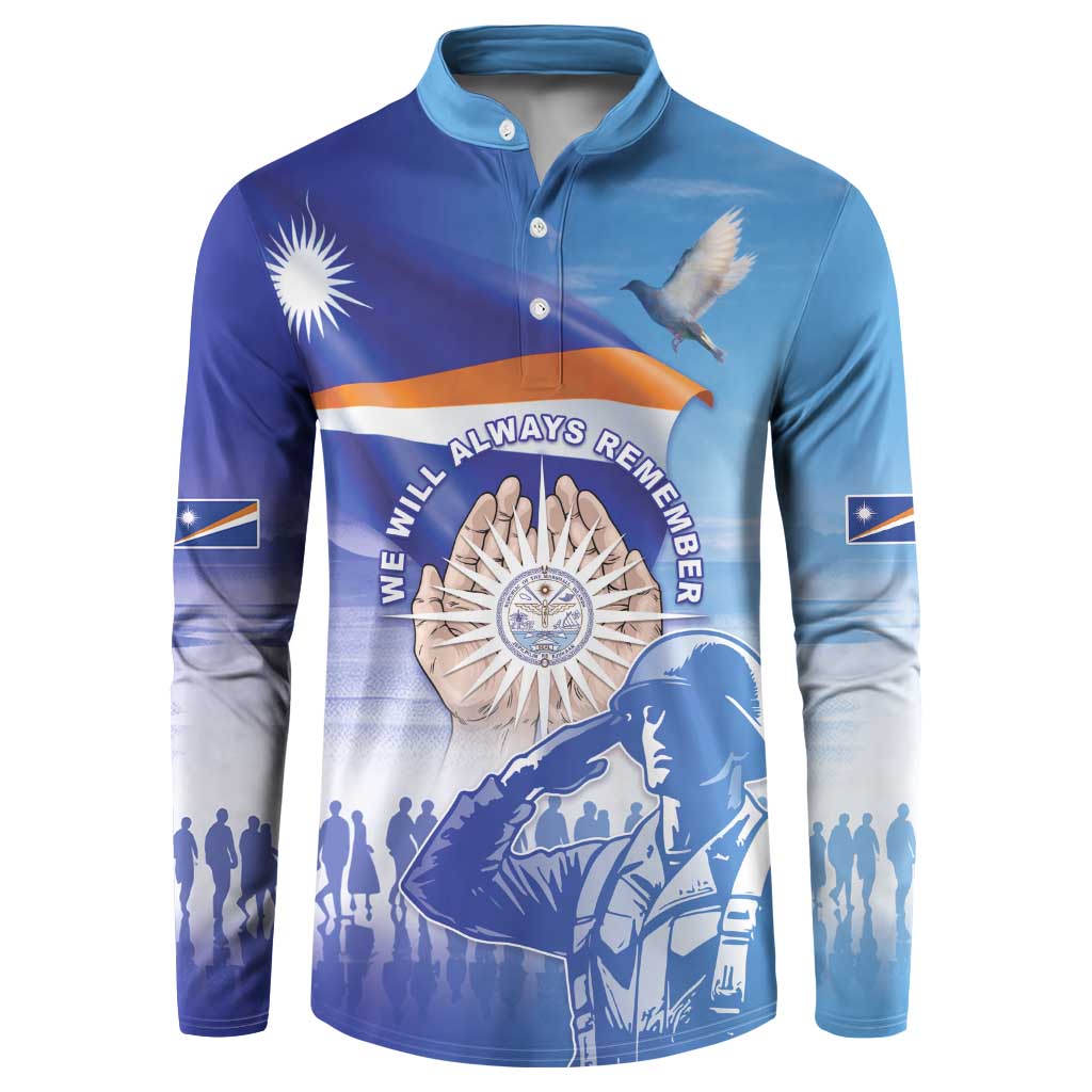 Personalised Marshall Islands Remembrance Day Button Sweatshirt We Will Always Remember LT05 Blue - Polynesian Pride