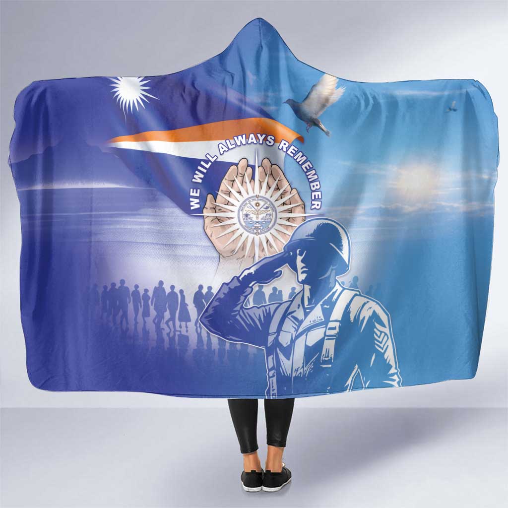 Marshall Islands Remembrance Day Hooded Blanket We Will Always Remember LT05 One Size Blue - Polynesian Pride