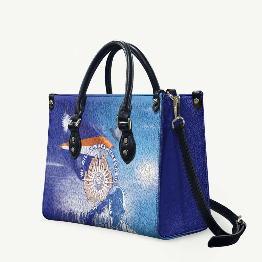 Marshall Islands Remembrance Day Leather Bag We Will Always Remember LT05 Blue - Polynesian Pride