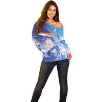 Personalised Marshall Islands Remembrance Day Off Shoulder Sweater We Will Always Remember LT05 - Polynesian Pride
